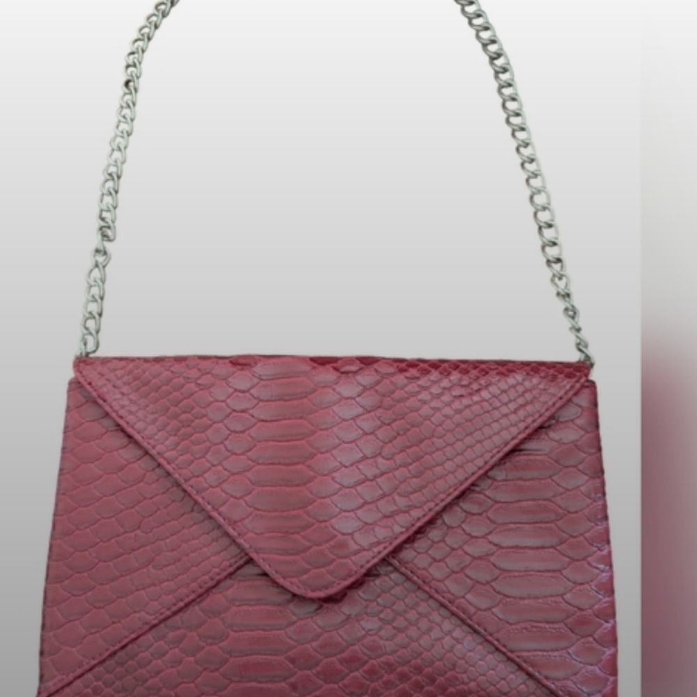 Jessica McClintock Pink Clutch with Silver Chain